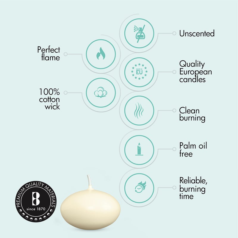 BOLSIUS Unscented Floating Candles - Pure Rich Creamy Ivory, 20 Set - Smokeless, European Quality - Imbue Breathtaking Ambiance for Romantic Wedding Centerpieces, Decorations, Events, Holiday Parties - Image 3